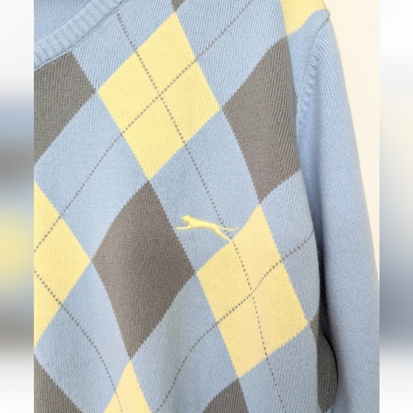Slazenger Pastel Blue & Yellow Argyle Jumper Sweater Size M | Golf Preppy Sports - Picture 4 of 8